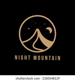 Abstract night mountain logo on dark background.
