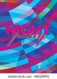 Abstract night party flyer striped background with blue and violet stripes. Vector graphic template. CMYK colors