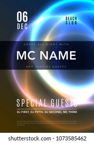 Abstract night party poster in glamour design style, modern flyer in A4 with colourful background