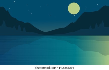 Abstract night scene background with blue and green gradient 