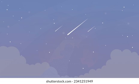 Abstract Night Sky Background Blue Purple Clouds Stars Rays Fantasy Magic Vector Design