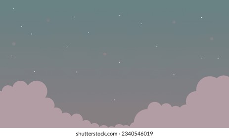 Abstract Night Sky Background Pink  Green Dark Clouds Stars Rays Fantasy Magic Vector Design