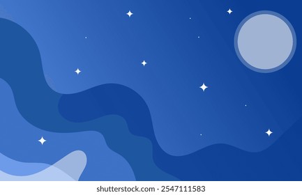 Abstract Night Sky Background with Stars and Moon