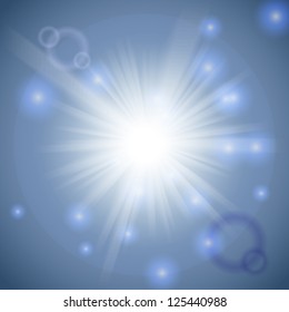 Abstract night sky explosion background. Vector illustration for your party invitation. Element for web design. Like midnight picture with stars.