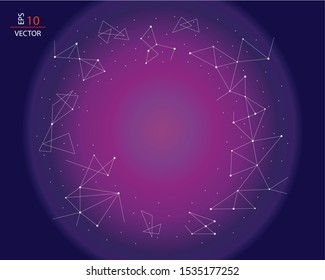 Abstract night sky gradient with dots and lines. vector illustration. Suitable for web page, app design, magazine and cover page