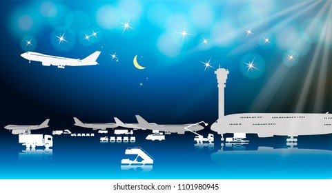 abstract night sky over passenger airport