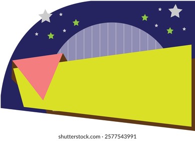 Abstract Night Sky Scene with Yellow Sign and Stars