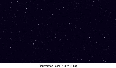 Abstract night sky, white sparkles on a dark blue background. Fireflies flying in the darkness. Silver stardust light effect. Vector illustration.