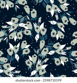 Abstract Night Tulip Delight Fantasy Garden Pattern can be use for background and apparel design