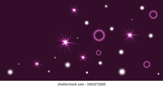 Abstract night vector background. Chaotic stars shine in the night sky. Design element for postcard, poster, business card, cover.
