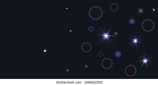 Abstract night vector background. Chaotic stars shine in the night sky. Design element for postcard, poster, business card, cover.