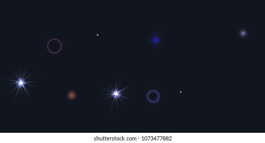 Abstract night vector background. Chaotic stars shine in the night sky. Design element for postcard, poster, business card, cover.