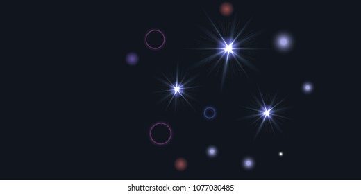 Abstract night vector background. Chaotic stars shine in the night sky. Design element for postcard, poster, business card, cover.