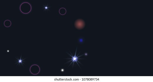 Abstract night vector background. Chaotic stars shine in the night sky. Design element for postcard, poster, business card, cover.