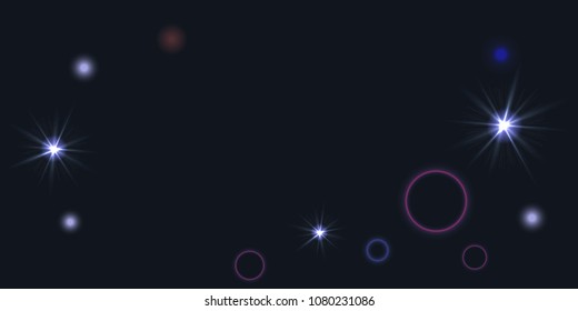 Abstract night vector background. Chaotic stars shine in the night sky. Design element for postcard, poster, business card, cover.