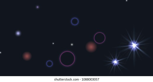 Abstract night vector background. Chaotic stars shine in the night sky. Design element for postcard, poster, business card, cover.