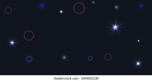 Abstract night vector background. Chaotic stars shine in the night sky. Design element for postcard, poster, business card, cover.