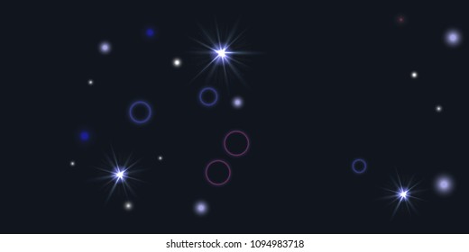 Abstract night vector background. Chaotic stars shine in the night sky. Design element for postcard, poster, business card, cover.