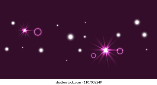 Abstract night vector background. Chaotic stars shine in the night sky. Design element for postcard, poster, business card, cover.