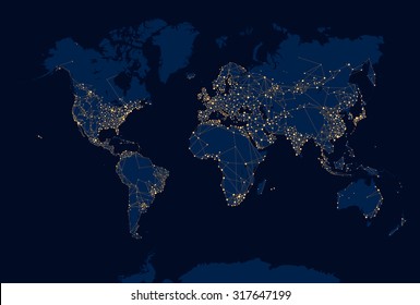 Abstract Night World Map