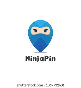 Abstraktes Ninja-Pin-Logo, Symbol auf weißem Hintergrund
