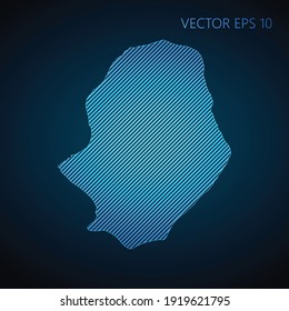 Resumen de la plantilla de mapa Niue hecha de líneas diagonales azules sobre fondo oscuro. Ilustración del vector EPS10.