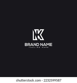 Abstract NK, KN, N, K Letters Logo Initial Based Monogram Icon Vector.

