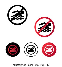 Abstract No Swimming Icon Illustration