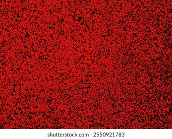 Textura de ruído abstrata sobre fundo vermelho. Padrão grunge áspero com partículas aleatórias dispersas. Textura de vetor preto e vermelho para design