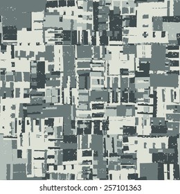 Abstract noisy artistic shapes block background. Seamless pattern. Vector.