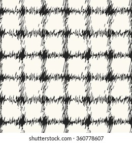 Abstract noisy hatching grid checked motif. Seamless pattern.