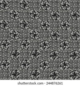 Abstract noisy splash check seamless pattern. Vector.