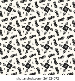 Abstract noisy textured geometric background. Seamless pattern. Vector.
