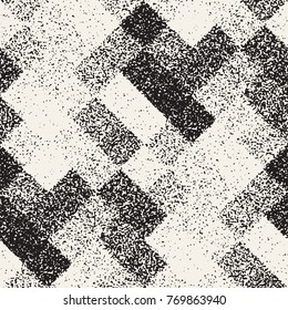 Abstract noisy textured geometric shapes background. Vector seamless vintage grungy pattern.