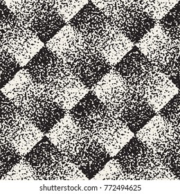 Abstract noisy textured geometric shapes background. Vector seamless vintage grungy pattern.
