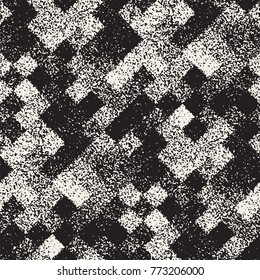 Abstract noisy textured geometric shapes background. Vector seamless vintage grungy pattern.