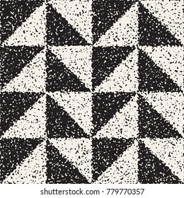 Abstract noisy textured geometric shapes background. Vector seamless vintage grungy pattern.