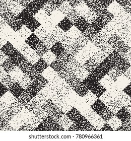 Abstract noisy textured geometric shapes background. Vector seamless vintage grungy pattern.
