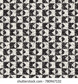 Abstract noisy textured geometric shapes background. Vector seamless vintage grungy pattern.