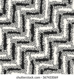 Abstract noisy textured zigzag background. Seamless pattern.