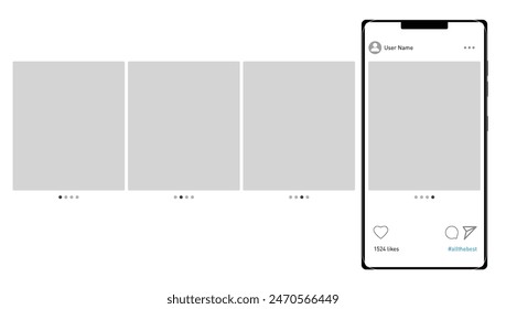 Abstract Non Real Social Media App Photo Carousel. EPS10 Vector
