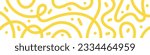 Abstract noodle pattern. Graphic spaghetti background with yellow ramen noodles. Isolated vector illustrations on white background.