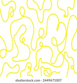 Abstract noodle pattern. Graphic spaghetti background with yellow ramen noodles. Isolated on white background. vector illustration. EPS 10