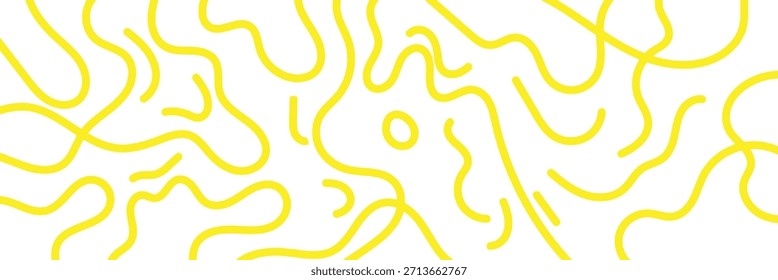 Abstract noodle pattern. Graphic spaghetti background with yellow ramen noodles. Isolated vector illustrations on white background. EPS 10 .