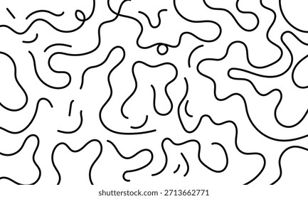 Abstractas patrón de fideos. Fondo gráfico de espagueti con fideos de ramen amarillo. Ilustraciones vectoriales aisladas sobre fondo blanco. EPS 10.
