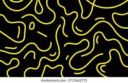 Abstractas patrón de fideos. Fondo gráfico de espagueti con fideos de ramen amarillo. Ilustraciones vectoriales aisladas sobre fondo blanco. EPS 10.