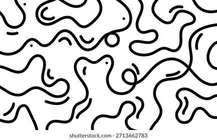 Abstractas patrón de fideos. Fondo gráfico de espagueti con fideos de ramen amarillo. Ilustraciones vectoriales aisladas sobre fondo blanco. EPS 10.