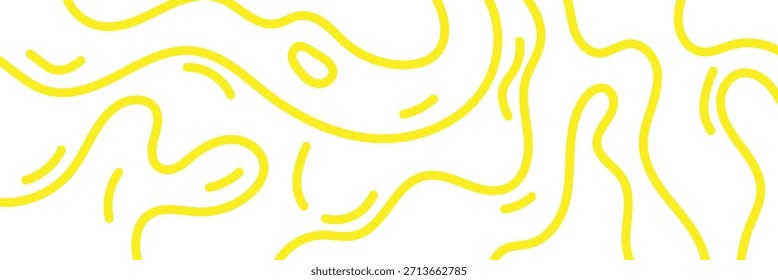 Abstractas patrón de fideos. Fondo gráfico de espagueti con fideos de ramen amarillo. Ilustraciones vectoriales aisladas sobre fondo blanco. EPS 10.