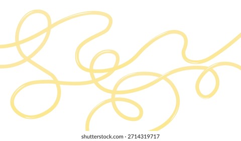 Abstractas patrón de fideos. Fondo gráfico de espagueti con fideos de ramen amarillo. Ilustraciones vectoriales aisladas sobre fondo blanco. Pasta italiana
