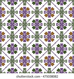 abstract nordic pattern, made of pixels. Vector illustration. scheme for embroidery . For your design of fashion, wallpaper, textile business.